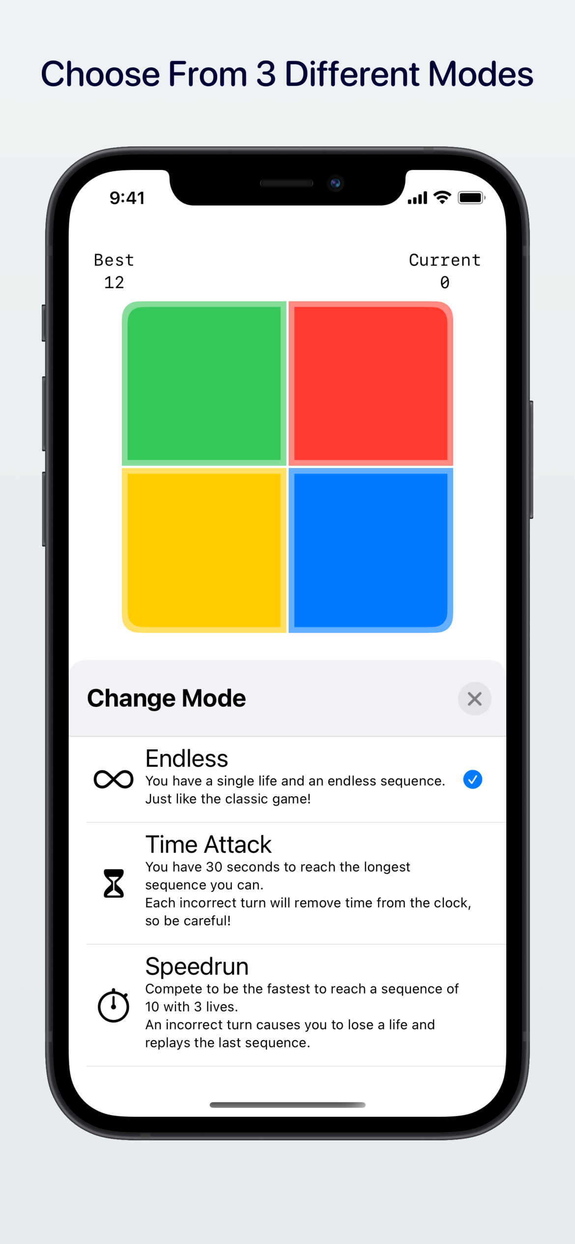 Four Squares iOS App Mode Screenshot